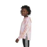 Adidas Girls Long Sleeve Printed Curve Hem Hooded Tee, Wonder Clay, Large