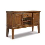 Signature Design by Ashley Ralene Vintage Casual Dining Room Buffet Cabinet with Wine Rack, Storage Cubby, 2 Cabinets, Drawer, Wood, 56" Wide, Medium Brown