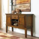 Signature Design by Ashley Ralene Vintage Casual Dining Room Buffet Cabinet with Wine Rack, Storage Cubby, 2 Cabinets, Drawer, Wood, 56" Wide, Medium Brown