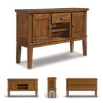 Signature Design by Ashley Ralene Vintage Casual Dining Room Buffet Cabinet with Wine Rack, Storage Cubby, 2 Cabinets, Drawer, Wood, 56" Wide, Medium Brown