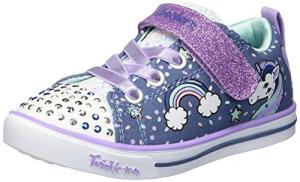Skechers Unisex-child Twinkle Toes Sparkle Lite-unicorn Craze Sneaker, Denim/Lavender, 3.5 Little Kid