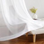 NICETOWN White Sheer Curtains & Drapes 96 inches Long for Living Room - Grommet Top Solid Lightweight & Airy Gauzy Window Treatments with Light Filtering for Bedroom, 2 Panels, W54 x L96