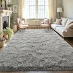 LOCHAS Ultra Soft Indoor Modern Area Rugs Fluffy Living Room Carpets for Children Bedroom Home Decor Nursery Rug 4x5.3 Feet, Gray