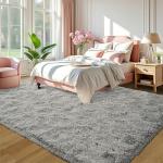 LOCHAS Ultra Soft Indoor Modern Area Rugs Fluffy Living Room Carpets for Children Bedroom Home Decor Nursery Rug 4x5.3 Feet, Gray