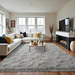 LOCHAS Ultra Soft Indoor Modern Area Rugs Fluffy Living Room Carpets for Children Bedroom Home Decor Nursery Rug 4x5.3 Feet, Gray