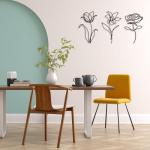 Metal Flowers Wall Decor 3 Pcs 10 Inches Wrought Iron Vases Wall Decor for Living Room Accent Wall Art for Bedroom Large Modern Home Flowers Wall Sculpture, Black, Rose Lily