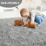 LOCHAS Ultra Soft Indoor Modern Area Rugs Fluffy Living Room Carpets for Children Bedroom Home Decor Nursery Rug 4x5.3 Feet, Gray