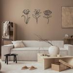 Metal Flowers Wall Decor 3 Pcs 10 Inches Wrought Iron Vases Wall Decor for Living Room Accent Wall Art for Bedroom Large Modern Home Flowers Wall Sculpture, Black, Rose Lily