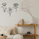 Metal Flowers Wall Decor 3 Pcs 10 Inches Wrought Iron Vases Wall Decor for Living Room Accent Wall Art for Bedroom Large Modern Home Flowers Wall Sculpture, Black, Rose Lily