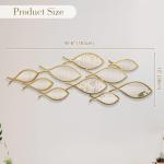 BECHAEO 3D Coastal Large Metal Fish Mirror Wall Decor 41"x 15" Fish Decorative Mirror Sculpture Gold Metal Wall Art Ocean Deco for Living Dining Room Bathroom Bedroom Entryway