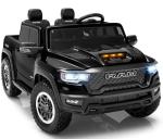 24V Ride on Toys for Big Kids, Licensed RAM 1500 RHO Electric Car for Kids w/Remote Control, Ride on Truck w/Bluetooth, LED Lights, Truck Bed Storage, Gear Shifter & Soft Start (Black)