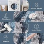 Ciicool Modern Abstract Rug for Living Room, 5'x7' Machine Washable Area Rug Non-Slip Rug, Low-Pile Contemporary Indoor Dining Floor Carpet for Bedroom Office Under Table Home Decor Navy Grey