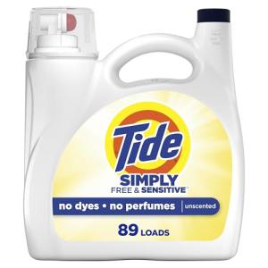 Tide Simply Liquid Laundry Detergent, Free & Sensitive Scent, 89 Loads, 117 fl oz