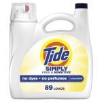Tide Simply Liquid Laundry Detergent, Free & Sensitive Scent, 89 Loads, 117 fl oz