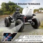 ANPABO 24V 4x4 Ride On Toy for Big Kids, 4x200W Motors, 5MPH, Kids Car w/Parent Remote, Wide Adjustable Seat, Headlights, Metal Frame, Shock Absorbers, 4 Wheeler Quad for Kids 3-12, White