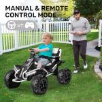 ANPABO 24V 4x4 Ride On Toy for Big Kids, 4x200W Motors, 5MPH, Kids Car w/Parent Remote, Wide Adjustable Seat, Headlights, Metal Frame, Shock Absorbers, 4 Wheeler Quad for Kids 3-12, White