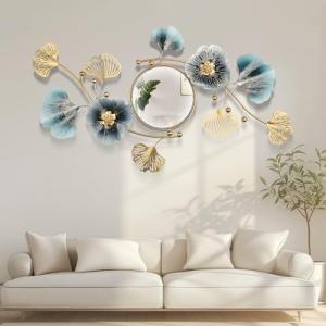 Axioglo Large Wall Mirror,Modern Wall Mirrors Decorative,3DMetal Ginkgo Biloba Design - Perfect for Living Room, Bedroom, Bathroom, or Entryway Wall Decor