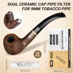 Scotte Pipe Accessories Kit, 50 Pipe Cleaners, 20 Metal Balls, 10 Pipe Filters(9mm), 3 in 1 Pipe Scraper, Leather Pipe Stand Holder, 2 Pipe Bits, 1 Pipe Reamer, Complete Pipe Tools with Gift Box