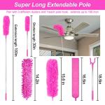 Microfiber Dusters for Cleaning, Feather Dusters with Extension Pole, Bendable & Washable Dusters for High Ceiling Fan, Blinds, Cars, Furniture, Cleaning Tools Kit Pink Gift for Women (15 PCS)