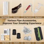 Scotte Pipe Accessories Kit, 50 Pipe Cleaners, 20 Metal Balls, 10 Pipe Filters(9mm), 3 in 1 Pipe Scraper, Leather Pipe Stand Holder, 2 Pipe Bits, 1 Pipe Reamer, Complete Pipe Tools with Gift Box