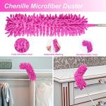 Microfiber Dusters for Cleaning, Feather Dusters with Extension Pole, Bendable & Washable Dusters for High Ceiling Fan, Blinds, Cars, Furniture, Cleaning Tools Kit Pink Gift for Women (15 PCS)