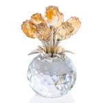 Ornalrist Crystal Gold Roses Figurine, Glass Roses Bouquet Collectible Decor Gifts for Wife Women Mom on Mother's Day Valentine's Day Wedding Anniversary