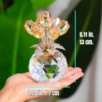 Ornalrist Crystal Gold Roses Figurine, Glass Roses Bouquet Collectible Decor Gifts for Wife Women Mom on Mother's Day Valentine's Day Wedding Anniversary