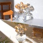 Ornalrist Crystal Gold Roses Figurine, Glass Roses Bouquet Collectible Decor Gifts for Wife Women Mom on Mother's Day Valentine's Day Wedding Anniversary