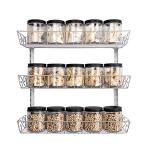 SWOMMOLY Adjustable Wall Mount Spice Rack, 3-Tier Dual-use (Multi-use) Organizer, Silver