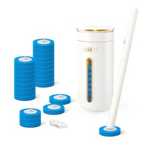 AIR U+ Disposable Toilet Brush, Toilet Bowl Cleaning System with 24 Count Wand Refill, Clean Brush Starter Kit with 1 Toilet Wand, 1 Storage Caddy and 1 Fragrant Tablet (1 + 24)