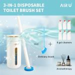 AIR U+ Disposable Toilet Brush, Toilet Bowl Cleaning System with 24 Count Wand Refill, Clean Brush Starter Kit with 1 Toilet Wand, 1 Storage Caddy and 1 Fragrant Tablet (1 + 24)
