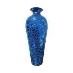 DecorShore Mosaic Vase, Floor Vase, Tall Vase, 20” Decorative Mosaic Flower Vase, Vedic Accent Vase with Floral Pattern Glass Mosaic Inlay- Cobalt Blue