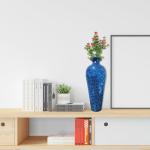 DecorShore Mosaic Vase, Floor Vase, Tall Vase, 20” Decorative Mosaic Flower Vase, Vedic Accent Vase with Floral Pattern Glass Mosaic Inlay- Cobalt Blue