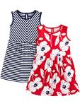 Simple Joys by Carter's Toddler Girls' Short-Sleeve and Sleeveless Dress Sets, Pack of 2, Poppy Print/Stripe, 3T