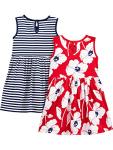 Simple Joys by Carter's Toddler Girls' Short-Sleeve and Sleeveless Dress Sets, Pack of 2, Poppy Print/Stripe, 3T