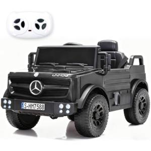 Tcaraiwen 12V Ride on Car for Kids, Licensed Mercedes-Benz Unimog w/Parent Remote Control, LED Headlights, Music Player & Horn for 3-4 Years Toddler,Black