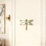 Wartter Decorative Golden Dragonfly Wall Mirror, Plastic Frame with Mirrored Wings (12.4 x 9.3 inches)