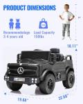 Tcaraiwen 12V Ride on Car for Kids, Licensed Mercedes-Benz Unimog w/Parent Remote Control, LED Headlights, Music Player & Horn for 3-4 Years Toddler,Black