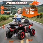 24V Ride On Car for Kids w/Remote Control, 4X4 Kids ATV 4 Wheeler w/800W Motor, Battery Powered Electric Vehicle Quad w/Beverage Port, Kneepads, Gift Flower, Spring Suspension, Bluetooth