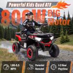 24V Ride On Car for Kids w/Remote Control, 4X4 Kids ATV 4 Wheeler w/800W Motor, Battery Powered Electric Vehicle Quad w/Beverage Port, Kneepads, Gift Flower, Spring Suspension, Bluetooth