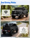 Tcaraiwen 12V Ride on Car for Kids, Licensed Mercedes-Benz Unimog w/Parent Remote Control, LED Headlights, Music Player & Horn for 3-4 Years Toddler,Black