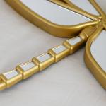 Wartter Decorative Golden Dragonfly Wall Mirror, Plastic Frame with Mirrored Wings (12.4 x 9.3 inches)