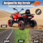 24V Ride On Car for Kids w/Remote Control, 4X4 Kids ATV 4 Wheeler w/800W Motor, Battery Powered Electric Vehicle Quad w/Beverage Port, Kneepads, Gift Flower, Spring Suspension, Bluetooth