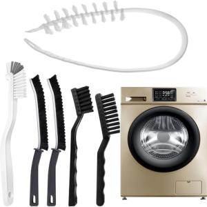 Washing Dryer Machine Rubber Seal Cleaning Brush Kits, Front Load Washer Cleaner Tools-1 PC Drum Slot Clean Brush & 5 PCS Crevice Cleaning Brushes for Bathroom, Shower & Kitchen Sink Household