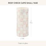 MACKENZIE-CHILDS Capiz Small Vase, Unique Flower-Vase Decor, Pink-and-White Rosy Check