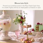 MACKENZIE-CHILDS Capiz Small Vase, Unique Flower-Vase Decor, Pink-and-White Rosy Check