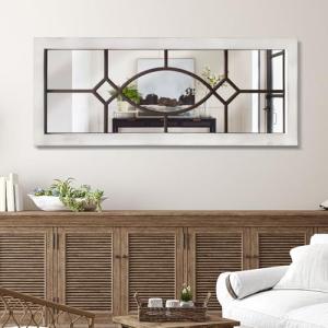 Large Rustic Wooden Wall Mirror for Farmhouse Decor