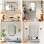 Beveled Gold Wall Mirror - 20x30 Inches