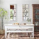 Large Rustic Wooden Wall Mirror for Farmhouse Decor