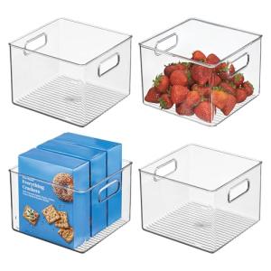 iDesign Clear Plastic Kitchen Storage Bins, 4-Pack
